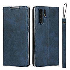 Coque Portefeuille Livre Cuir Etui Clapet T14 pour Huawei P30 Pro New Edition Bleu