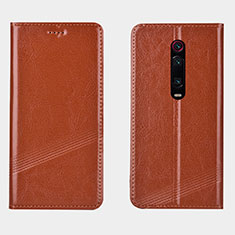 Coque Portefeuille Livre Cuir Etui Clapet T14 pour Xiaomi Mi 9T Pro Orange