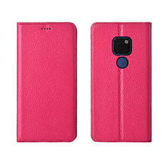 Coque Portefeuille Livre Cuir Etui Clapet T15 pour Huawei Mate 20 Rose Rouge