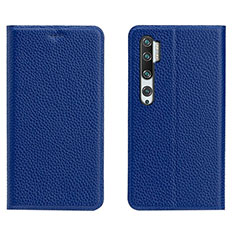 Coque Portefeuille Livre Cuir Etui Clapet T16 pour Xiaomi Mi Note 10 Pro Bleu