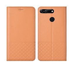Coque Portefeuille Livre Cuir Etui Clapet T17 pour Huawei Honor View 20 Orange