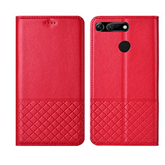 Coque Portefeuille Livre Cuir Etui Clapet T17 pour Huawei Honor View 20 Rouge
