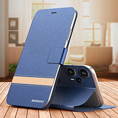 Coque Portefeuille Livre Cuir Etui Clapet TB1 pour Xiaomi Poco F5 5G Bleu