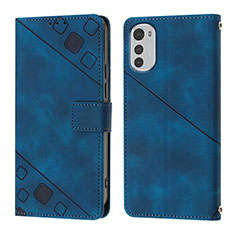 Coque Portefeuille Livre Cuir Etui Clapet Y01B pour Motorola Moto E32s Bleu