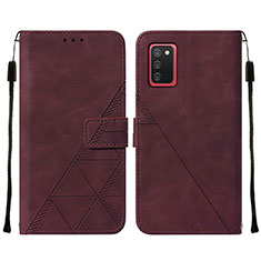 Coque Portefeuille Livre Cuir Etui Clapet Y01B pour Samsung Galaxy A02s Vin Rouge