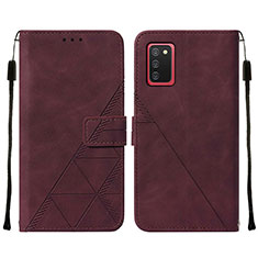 Coque Portefeuille Livre Cuir Etui Clapet Y01B pour Samsung Galaxy A03s Vin Rouge