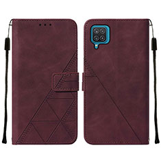 Coque Portefeuille Livre Cuir Etui Clapet Y01B pour Samsung Galaxy M12 Vin Rouge