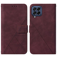 Coque Portefeuille Livre Cuir Etui Clapet Y01B pour Samsung Galaxy M33 5G Vin Rouge