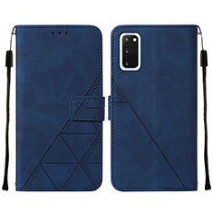 Coque Portefeuille Livre Cuir Etui Clapet Y01B pour Samsung Galaxy S20 Bleu