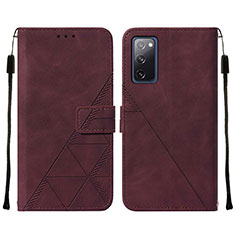Coque Portefeuille Livre Cuir Etui Clapet Y01B pour Samsung Galaxy S20 FE (2022) 5G Vin Rouge