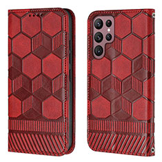 Coque Portefeuille Livre Cuir Etui Clapet Y01B pour Samsung Galaxy S21 Ultra 5G Rouge