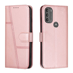 Coque Portefeuille Livre Cuir Etui Clapet Y01X pour Motorola Moto G71 5G Or Rose