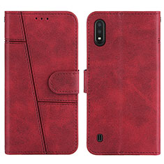 Coque Portefeuille Livre Cuir Etui Clapet Y01X pour Samsung Galaxy A01 SM-A015 Rouge