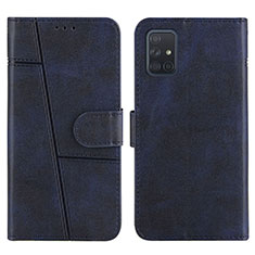 Coque Portefeuille Livre Cuir Etui Clapet Y01X pour Samsung Galaxy A71 5G Bleu