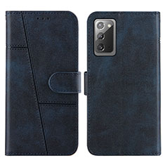 Coque Portefeuille Livre Cuir Etui Clapet Y01X pour Samsung Galaxy Note 20 5G Bleu