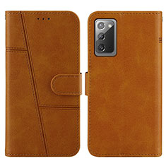 Coque Portefeuille Livre Cuir Etui Clapet Y01X pour Samsung Galaxy Note 20 5G Brun Clair