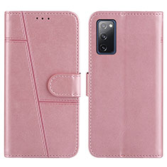 Coque Portefeuille Livre Cuir Etui Clapet Y01X pour Samsung Galaxy S20 FE 4G Or Rose
