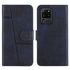 Coque Portefeuille Livre Cuir Etui Clapet Y01X pour Samsung Galaxy S20 Ultra 5G Bleu