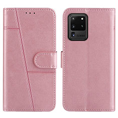 Coque Portefeuille Livre Cuir Etui Clapet Y01X pour Samsung Galaxy S20 Ultra 5G Or Rose