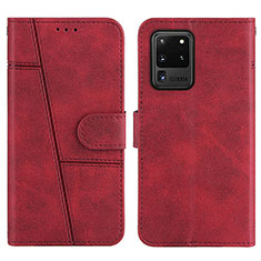 Coque Portefeuille Livre Cuir Etui Clapet Y01X pour Samsung Galaxy S20 Ultra 5G Rouge