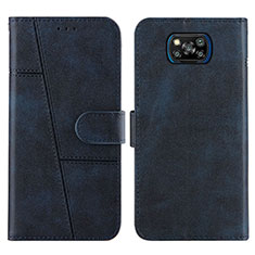 Coque Portefeuille Livre Cuir Etui Clapet Y01X pour Xiaomi Poco X3 NFC Bleu