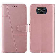 Coque Portefeuille Livre Cuir Etui Clapet Y01X pour Xiaomi Poco X3 NFC Or Rose