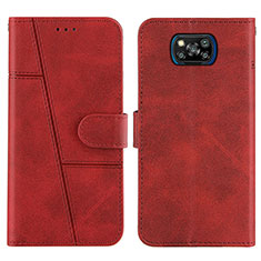 Coque Portefeuille Livre Cuir Etui Clapet Y01X pour Xiaomi Poco X3 NFC Rouge