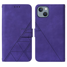 Coque Portefeuille Livre Cuir Etui Clapet Y02B pour Apple iPhone 15 Violet
