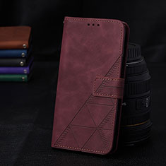 Coque Portefeuille Livre Cuir Etui Clapet Y02B pour Samsung Galaxy M11 Vin Rouge
