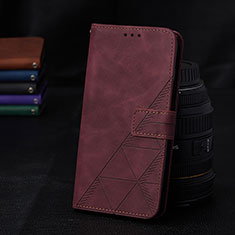 Coque Portefeuille Livre Cuir Etui Clapet Y02B pour Samsung Galaxy S20 Vin Rouge