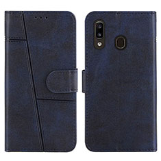 Coque Portefeuille Livre Cuir Etui Clapet Y02X pour Samsung Galaxy A20 Bleu