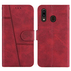 Coque Portefeuille Livre Cuir Etui Clapet Y02X pour Samsung Galaxy A20 Rouge