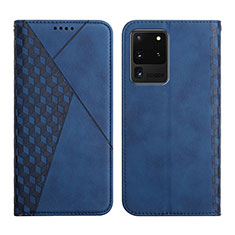 Coque Portefeuille Livre Cuir Etui Clapet Y02X pour Samsung Galaxy S20 Ultra 5G Bleu
