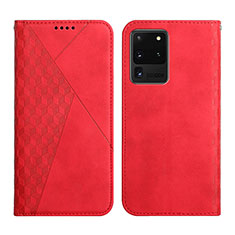 Coque Portefeuille Livre Cuir Etui Clapet Y02X pour Samsung Galaxy S20 Ultra 5G Rouge