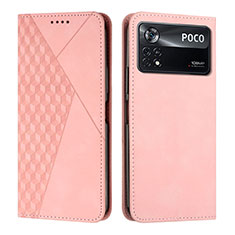Coque Portefeuille Livre Cuir Etui Clapet Y02X pour Xiaomi Poco X4 Pro 5G Or Rose