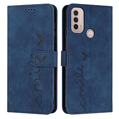 Coque Portefeuille Livre Cuir Etui Clapet Y03X pour Motorola Moto E20 Bleu