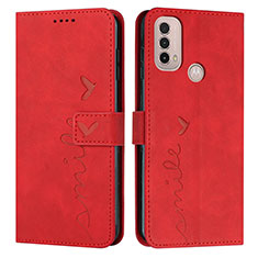 Coque Portefeuille Livre Cuir Etui Clapet Y03X pour Motorola Moto E20 Rouge