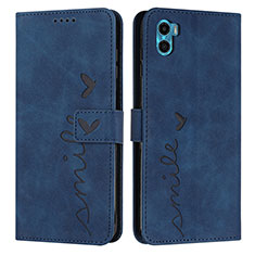 Coque Portefeuille Livre Cuir Etui Clapet Y03X pour Motorola Moto E22S Bleu