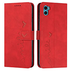 Coque Portefeuille Livre Cuir Etui Clapet Y03X pour Motorola Moto E22S Rouge