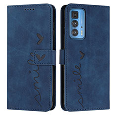 Coque Portefeuille Livre Cuir Etui Clapet Y03X pour Motorola Moto Edge 20 Pro 5G Bleu