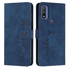 Coque Portefeuille Livre Cuir Etui Clapet Y03X pour Motorola Moto G Pure Bleu