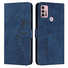 Coque Portefeuille Livre Cuir Etui Clapet Y03X pour Motorola Moto G10 Power Bleu
