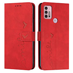 Coque Portefeuille Livre Cuir Etui Clapet Y03X pour Motorola Moto G10 Power Rouge