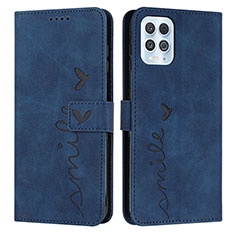 Coque Portefeuille Livre Cuir Etui Clapet Y03X pour Motorola Moto G100 5G Bleu