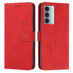 Coque Portefeuille Livre Cuir Etui Clapet Y03X pour Motorola Moto G200 5G Rouge