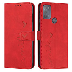 Coque Portefeuille Livre Cuir Etui Clapet Y03X pour Motorola Moto G50 Rouge