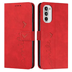 Coque Portefeuille Livre Cuir Etui Clapet Y03X pour Motorola MOTO G52 Rouge