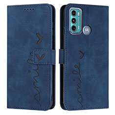 Coque Portefeuille Livre Cuir Etui Clapet Y03X pour Motorola Moto G60 Bleu