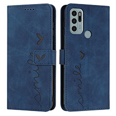 Coque Portefeuille Livre Cuir Etui Clapet Y03X pour Motorola Moto G60s Bleu