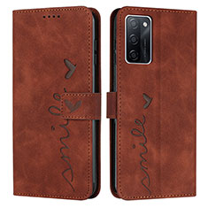 Coque Portefeuille Livre Cuir Etui Clapet Y03X pour Oppo A55S 5G Marron